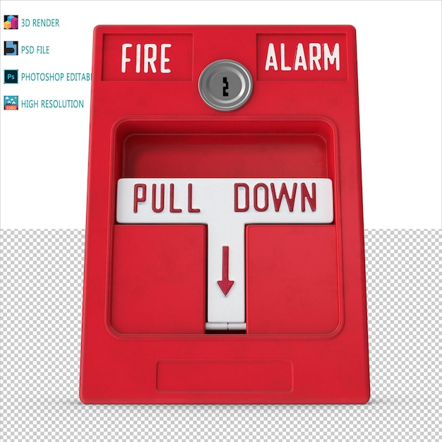 fire alarm 3d render psd