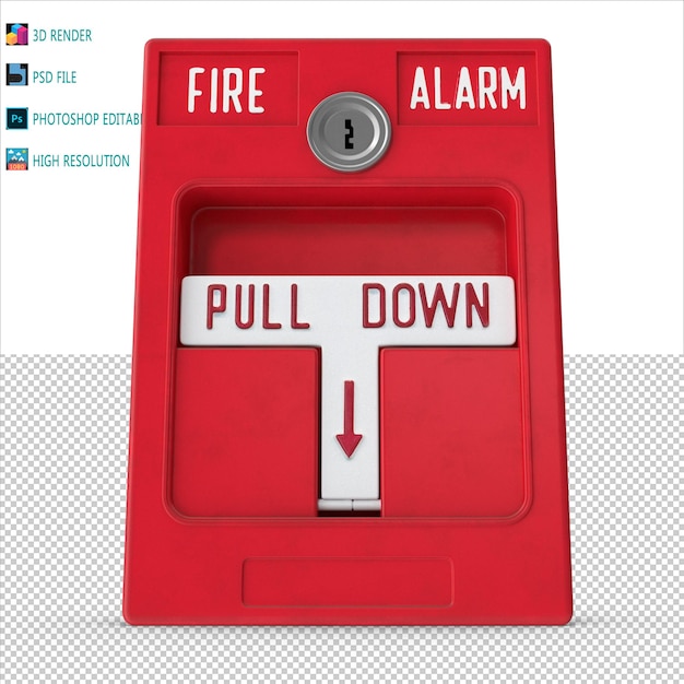 PSD fire alarm 3d render psd