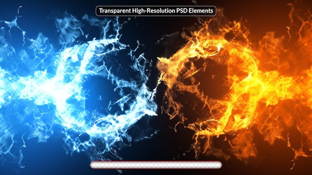 PSD 火と氷のコンセプトデザインと火花
