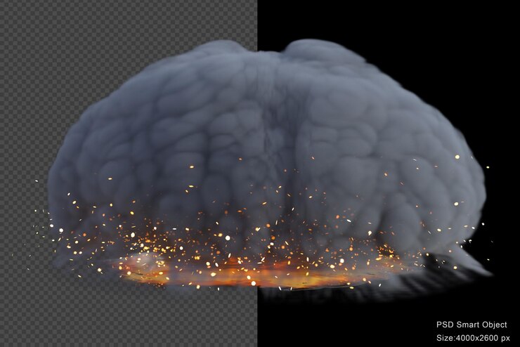 PSD 火球效應隔離 3d 渲染