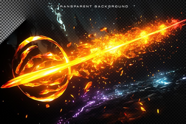 Fire Beam VFX Special Effect on Transparent background