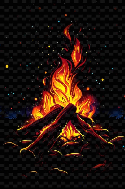 PSD a fire in a black background with a campfire and a black background with a place for text