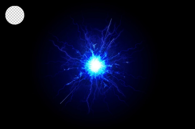 Fire blue with sparks isolated on transparent background