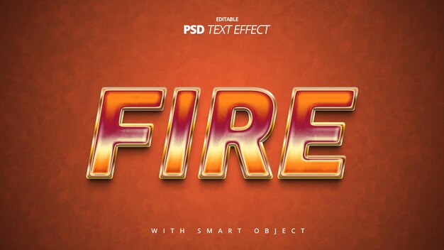 PSD Огненно-коричневый золотистый блестящий дизайн 3d-текстового эффекта