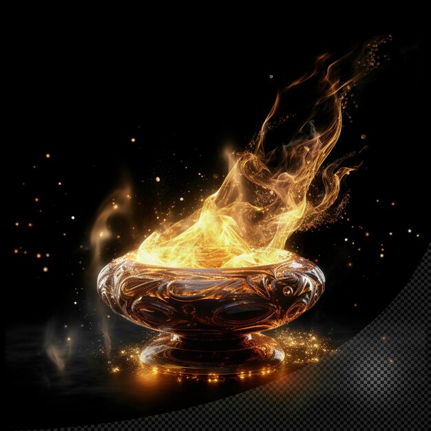 PSD fire effect from lamp isolated transparent background