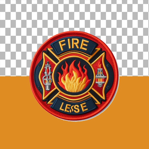 PSD fire embroidered patch badge on isolated transparent background png generative ai