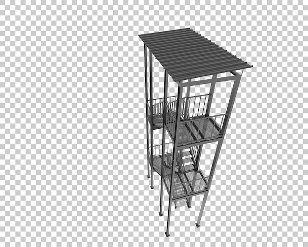 Fire escape stairs isolated on transparent background 3d rendering illustration