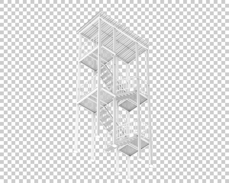 PSD пожарная лестница изолирована на прозрачном фоне 3d рендеринг иллюстрации