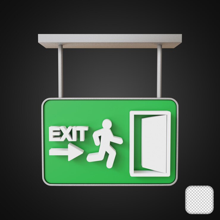 PSD fire exit sign 3d illustration
