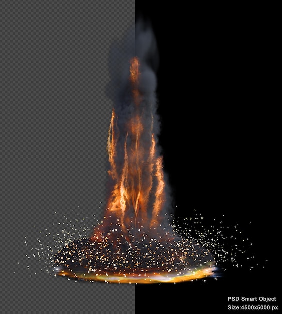 Effetto esplosione di fuoco isolato rendering 3d