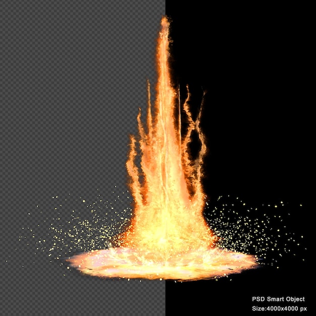 Fire explosion effect isolated 3d render