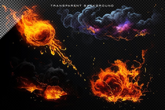 Fire flame Beam VFX Special Effect on Transparent background