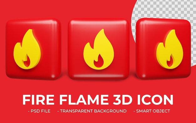 Fire flame or fire waring icon 3d rendering isolated