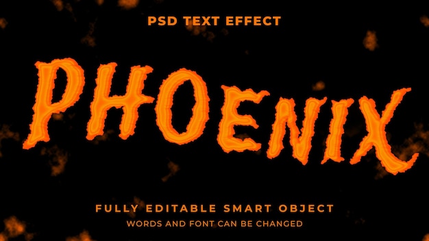 огонь пламя феникс графический стиль редактируемый текстовый эффект