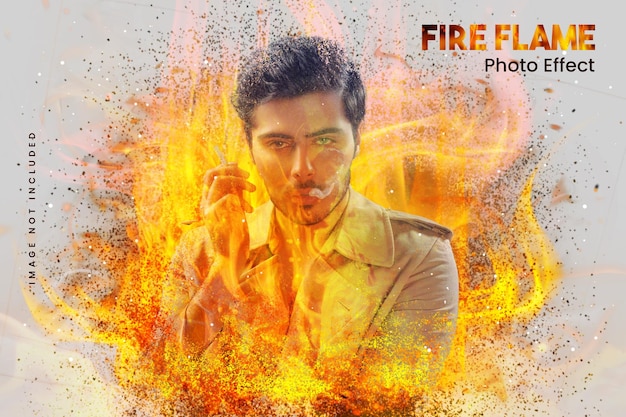 PSD fire flame photo effect template