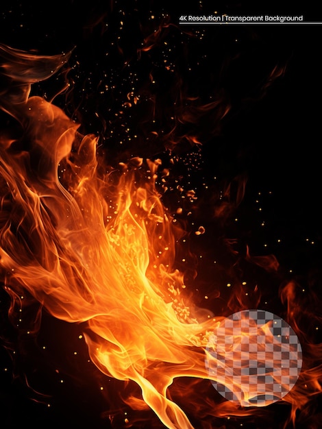 Fire Flame with Spark and Smoke Particular in Transparent Background