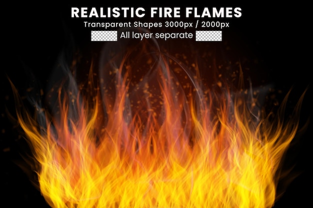 Fire Flames on black Background Premium PSD