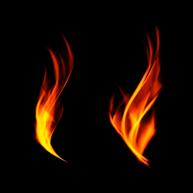 PSD Огненные пламя изолированы на прозрачной