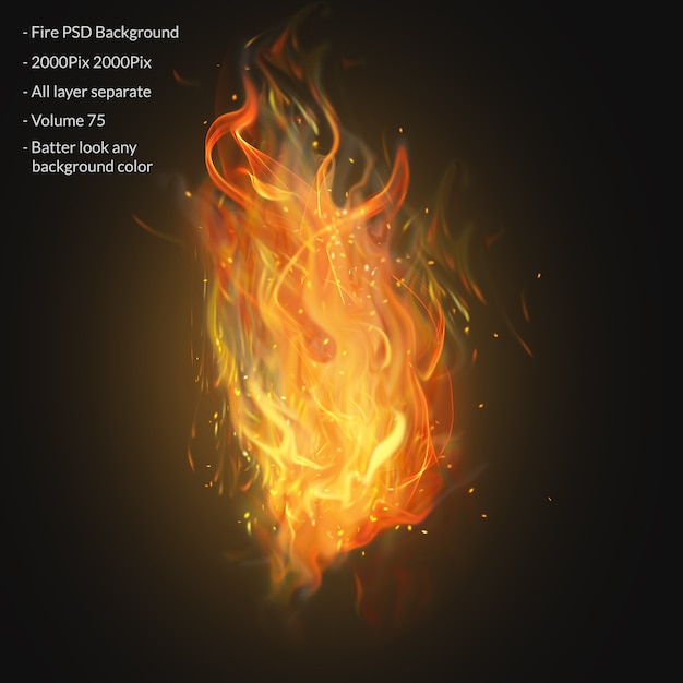 Fire flames isolated on transparent