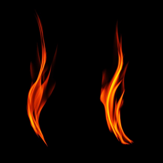 PSD fire flames isolated on transparent