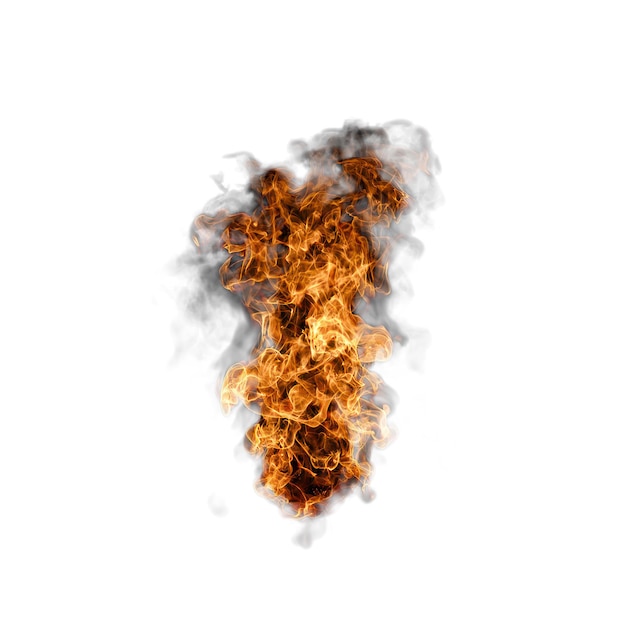 PSD fire flames isolated white background 3d rendering