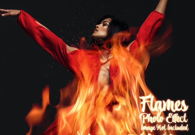 PSD fire and flames photo effect