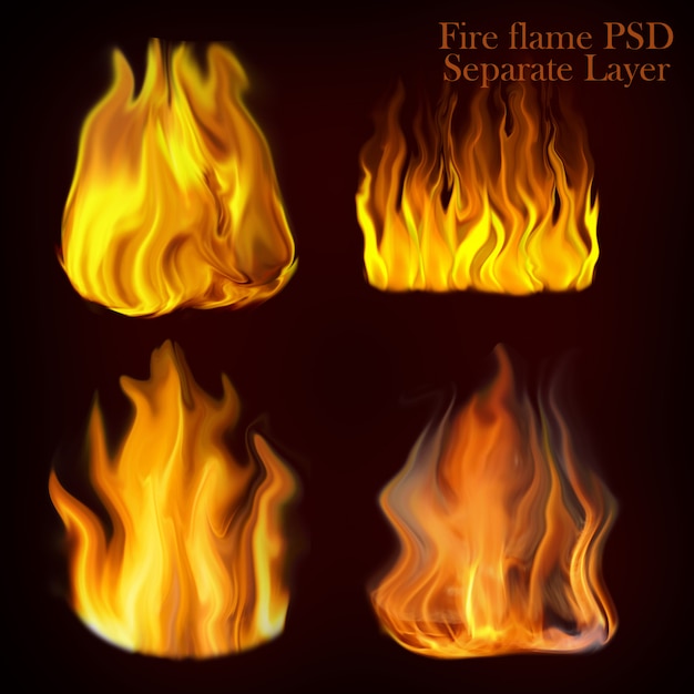 PSD collezione di fiamme di fuoco