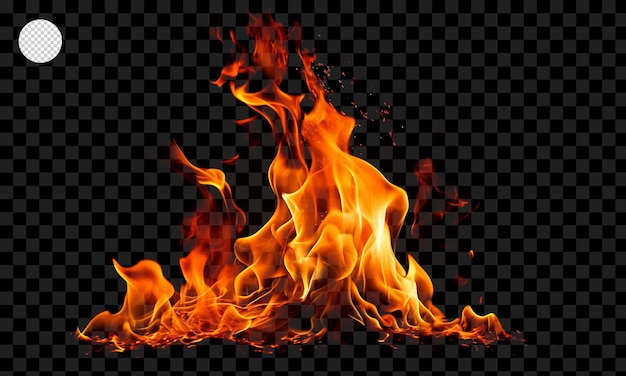 Fire flames on transparent background