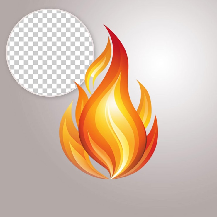 PSD fire hot heat flame burn illustration on transparent background