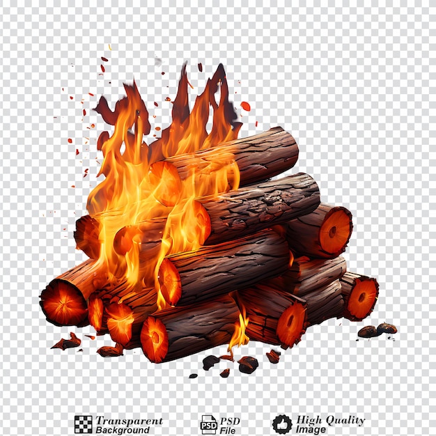 PSD fire logs isolated on transparent background