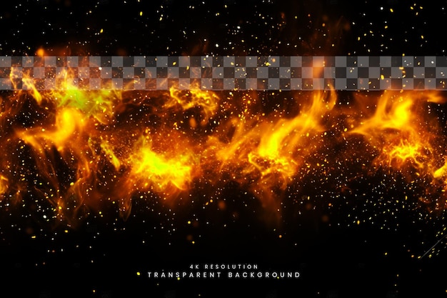 fire particles and sparks on transparent background