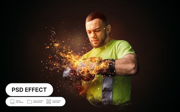 PSD fire photo effect