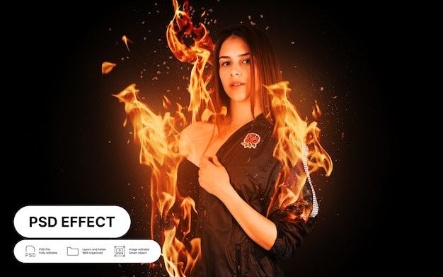 PSD fire photo effect