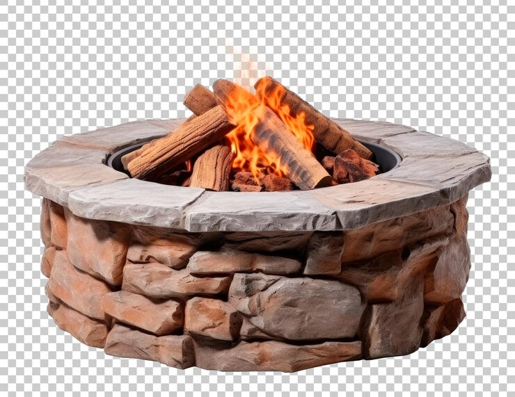 PSD fire pit isolated on transparent background