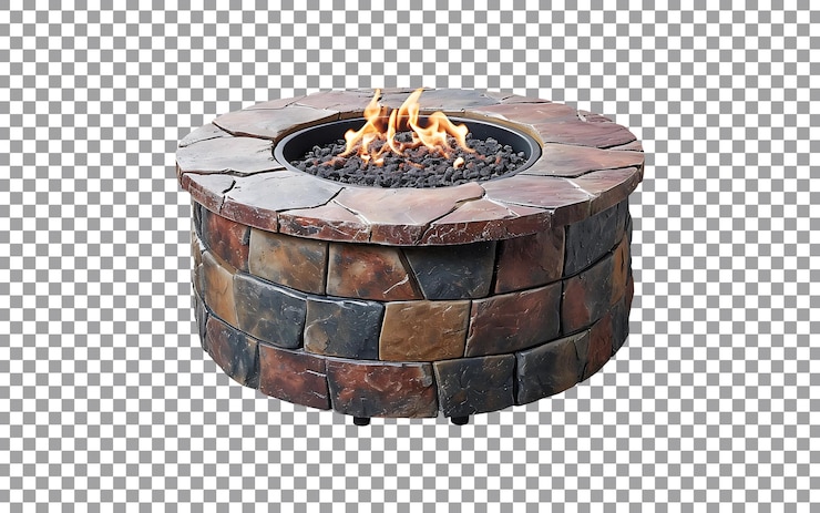 PSD fire pit table isolated on a transparent background