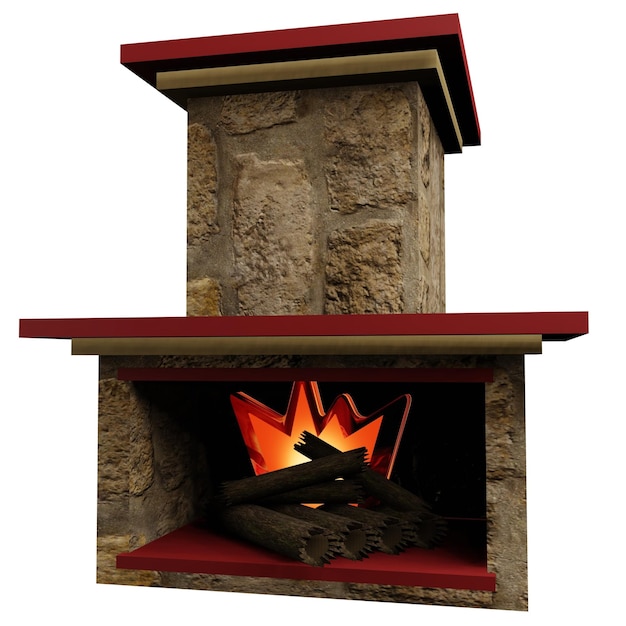 PSD fire place 3d ilustration with transparent background