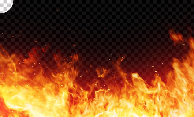 Fire and spark on transparent background