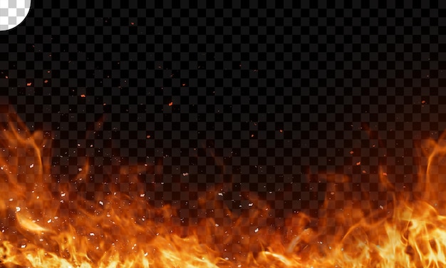 Fire and spark on transparent background