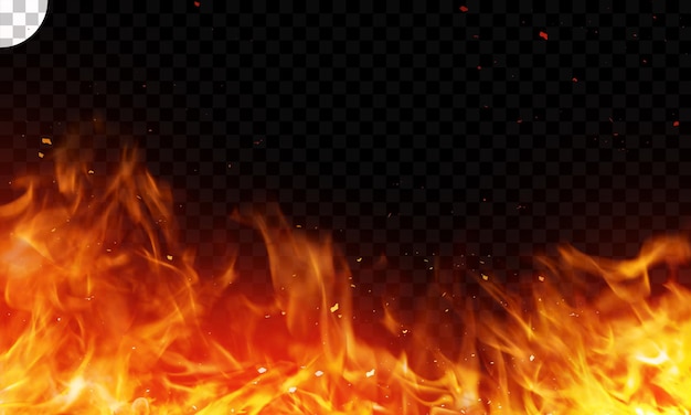 Fire and spark on transparent background