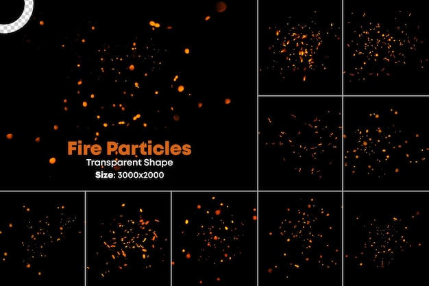 PSD particelle di fuoco e scintille con sfondo trasparente