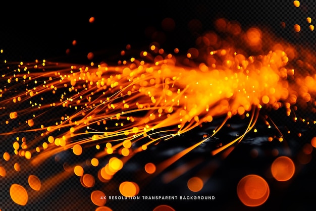 Fire sparks particular energy in transparent background