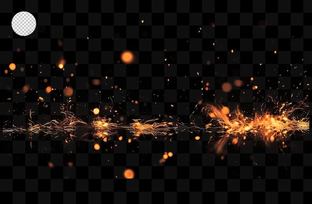 A fire sparks on a transparent background