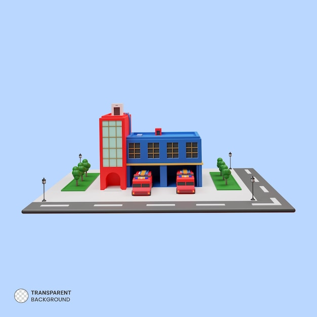 Fire station icon isolated 3d render illustration