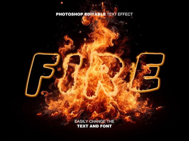 PSD fire text edit psd fuego