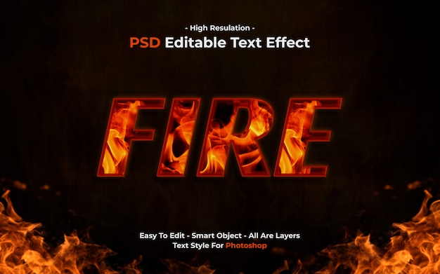 fire text effect template