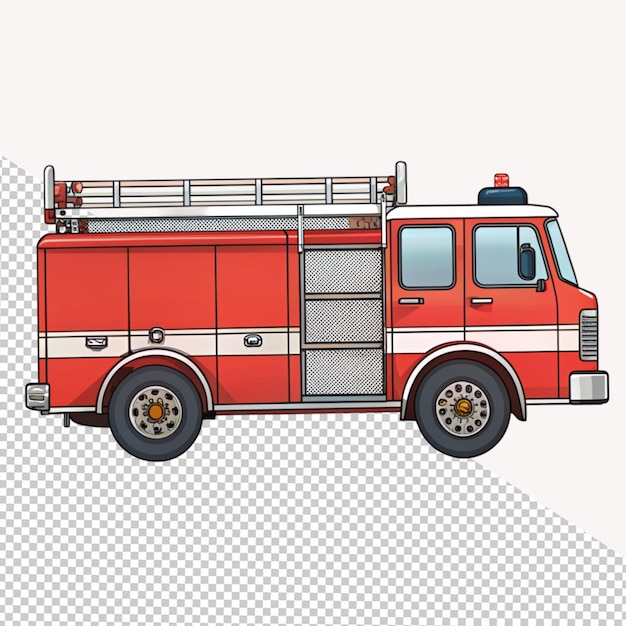 PSD fire truck on transparent background