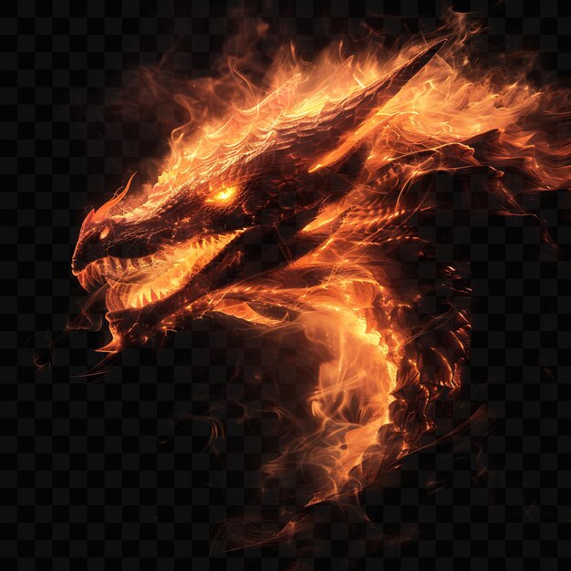 A fire with a dragon on it that is burning