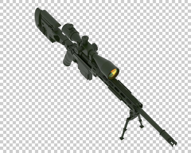 Firearm with scope isolated on transparent background 3d rendering illustration