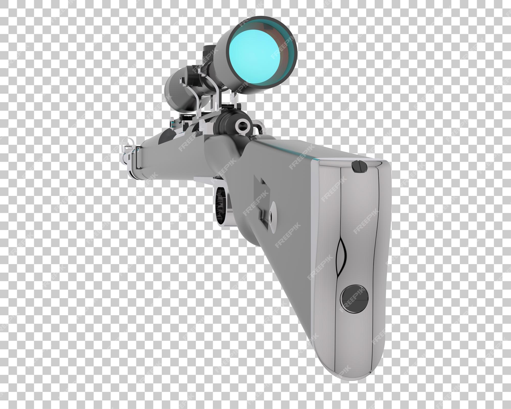 Premium PSD | Firearm with scope on transparent background 3d rendering  illustration