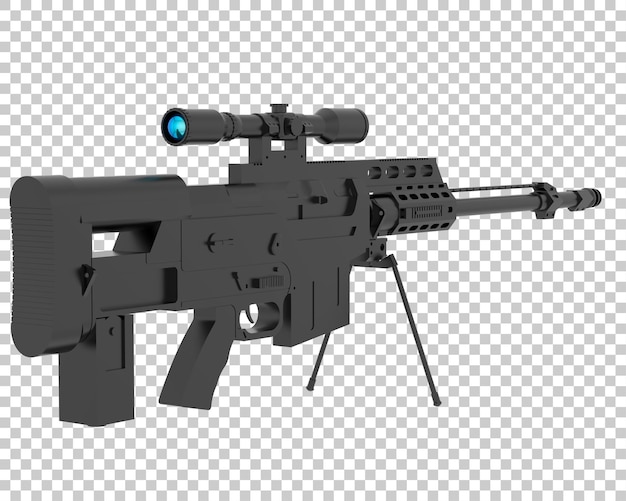 Firearm with scope on transparent background 3d rendering illustration